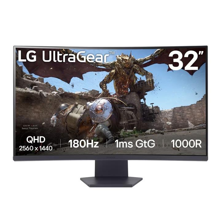 LG 32 UltraGear 1000R curved gaming monitor, QHD, 1ms (GtG, 180Hz, 2024) | 32GS60QC-B