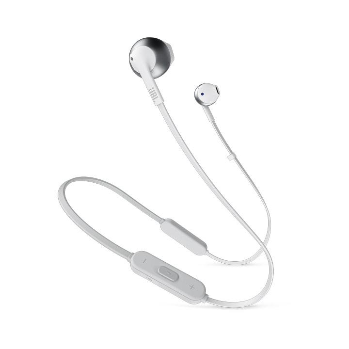 JBL Pure Bass Wireless Metal Earbud Headphones with Mic - Silver | T205BT