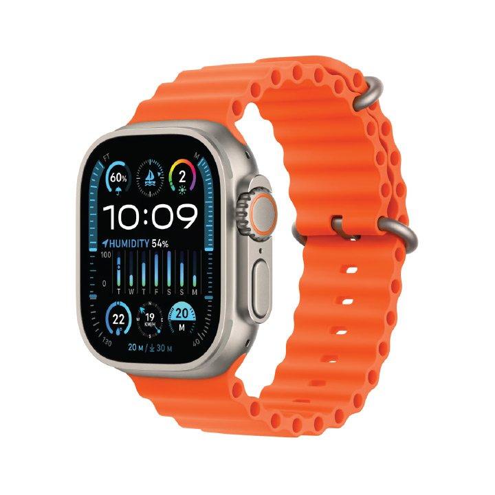 Apple Watch Ultra 2 GPS + Cellular 49mm Titanium Case with Orange Ocean Band | MREH3AE/A