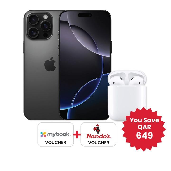 [Bundle Offer] Apple iPhone 16 Pro Max 256GB Black Titanium + Airpods 2nd Gen Bundle