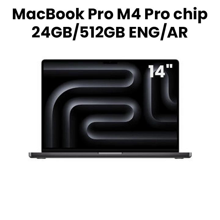 Apple MacBook Pro 14" M4 Pro Chip 12-Core CPU 16-Core GPU 24GB RAM 512GB SSD (English/Arabic) - Space Black | MX2H3AB/A