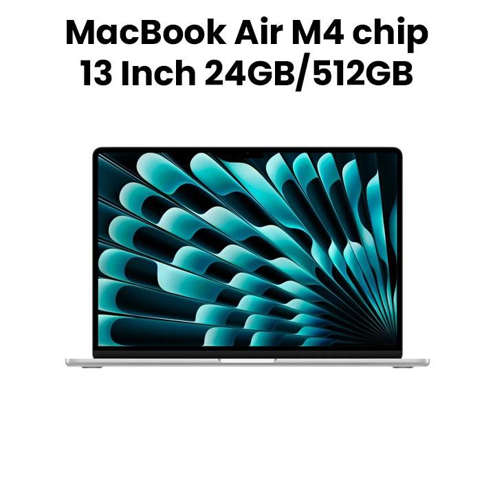 Apple 13-inch MacBook Air: Apple M4 chip with 10-core CPU and 10-core GPU, 24GB RAM, 512GB SSD - Silver |MC654AB/A