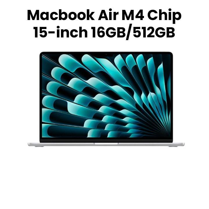 Apple MacBook Air 15-inch M4 Chip 10-Core CPU 10-Core GPU, 16GB, 512GB SSD - Silver |MW1H3AB/A
