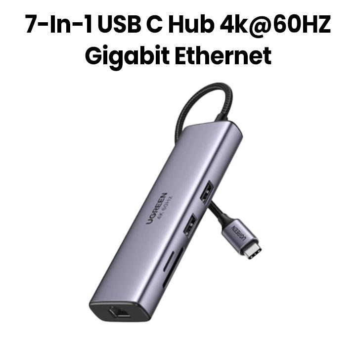 UGREEN 7-in-1 USB-C Hub 4K@60Hz Type C to HDMI Dongle with Gigabit Ethernet | UG-USBC-CM512-7P-MM-ADP