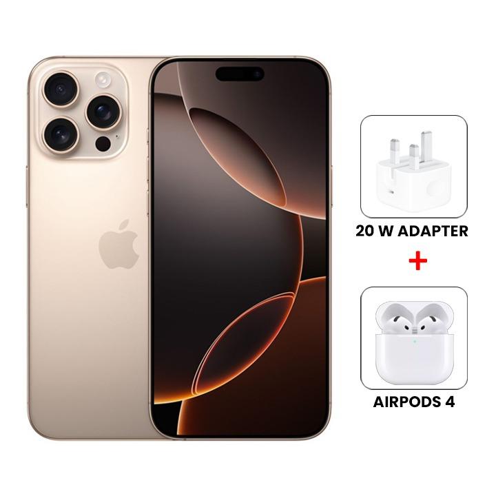 [Bundle Offer] Apple iPhone 16 Pro Max 256GB Desert Titanium + Airpods 4 + Apple Power Adapter