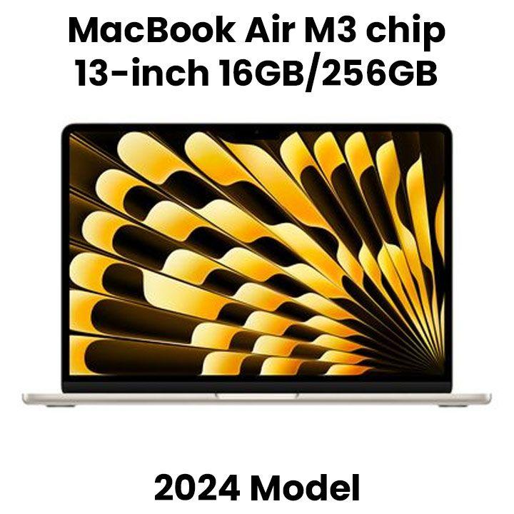 Apple 13-inch MacBook Air: Apple M3 chip with 8-core CPU and 8-core GPU, 16GB, 256GB SSD - Starlight |MC8J4AB/A