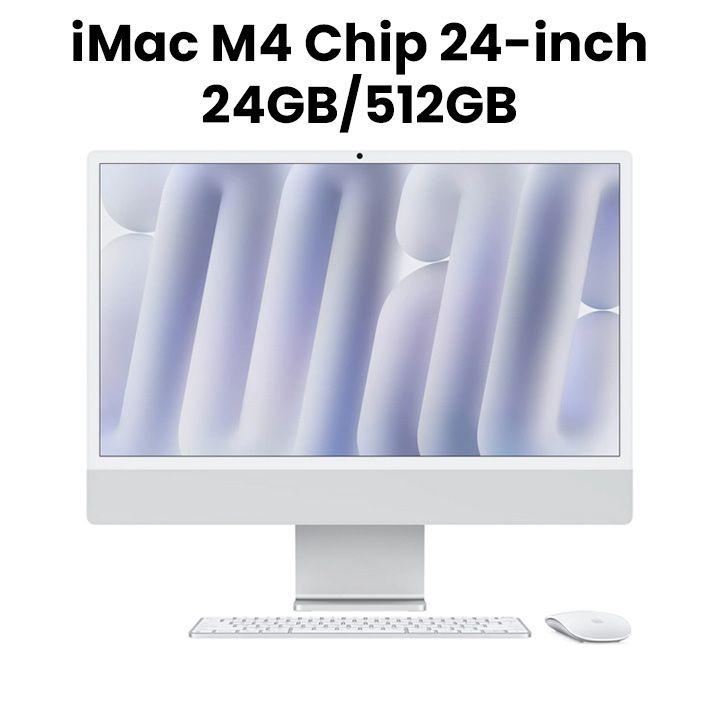 Apple 24-inch iMac with Retina 4.5K display: Apple M4 chip with 10-core CPU and 10-core GPU, 24GB, 512GB SSD - Silver |MCR24ZS/A