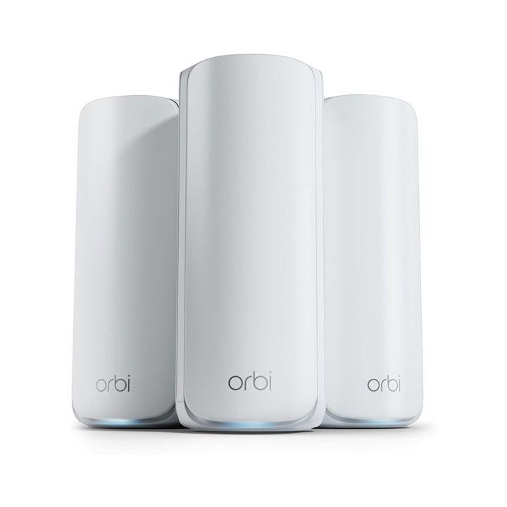 NETGEAR Orbi WiFi 7 Mesh System (770 Series) - Up to 8,000 Sq. Ft., 11Gbps, 100 Devices, Tri-Band Router + 2 Satellite Extenders - White | RBE773