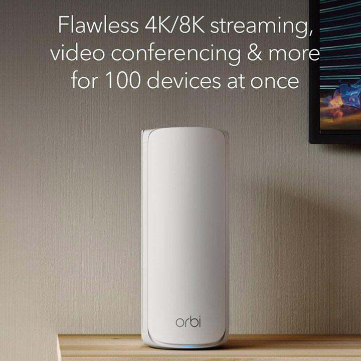 NETGEAR Orbi WiFi 7 Mesh System (770 Series) - Up to 8,000 Sq. Ft., 11Gbps, 100 Devices, Tri-Band Router + 2 Satellite Extenders - White | RBE773