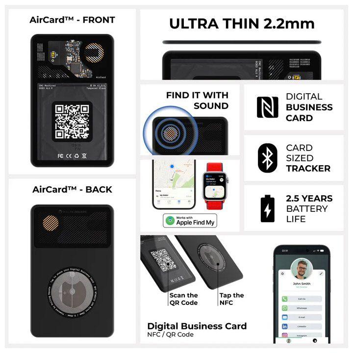 Rolling Square Business Card with Bluetooth Tracker | AIRCARDR