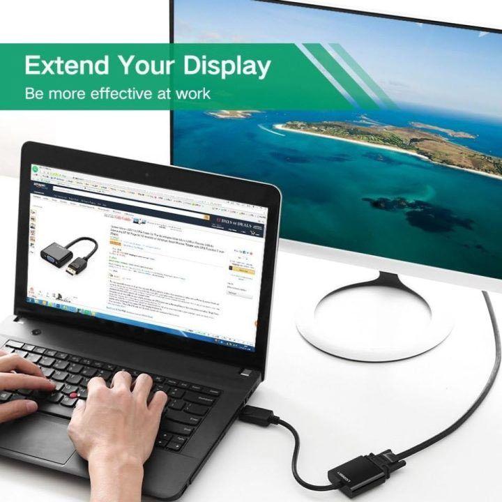 UGREEN Active DisplayPort to VGA Adapter Converter - Black | UG-HDMI-VGA-ADP