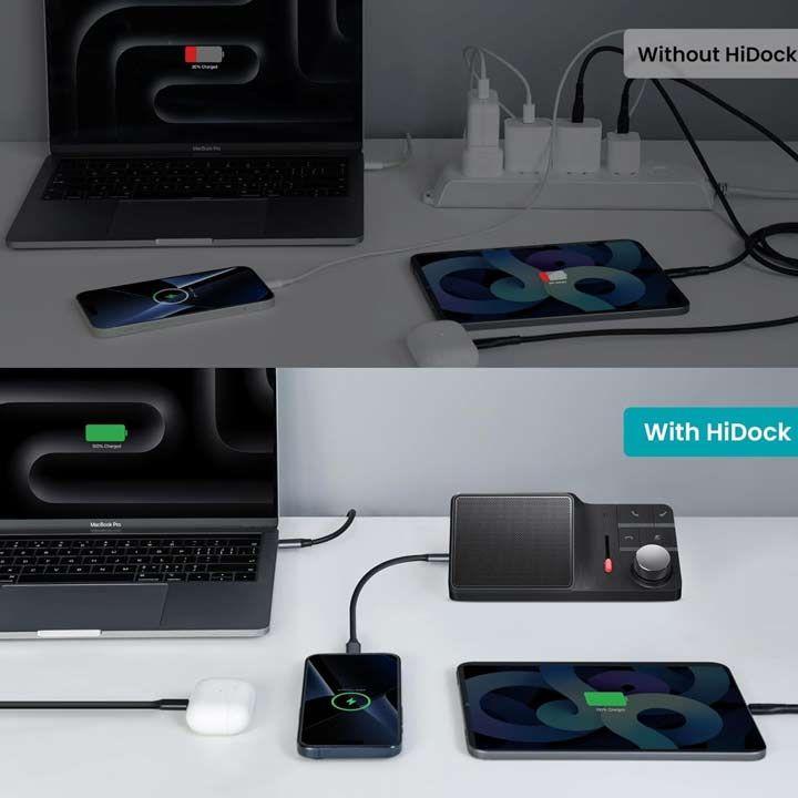Hidock 8-in-1 USB-C Docking Station with AI Voice Recorder - White | H1E