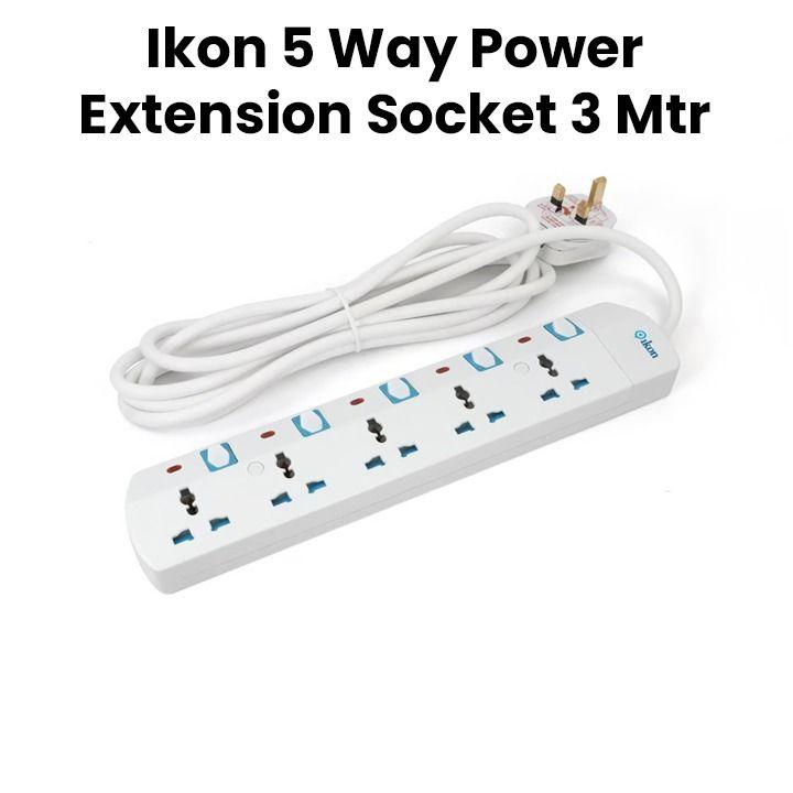 Ikon 5-Way Power Extension Socket with Switch 3M White | IK-405