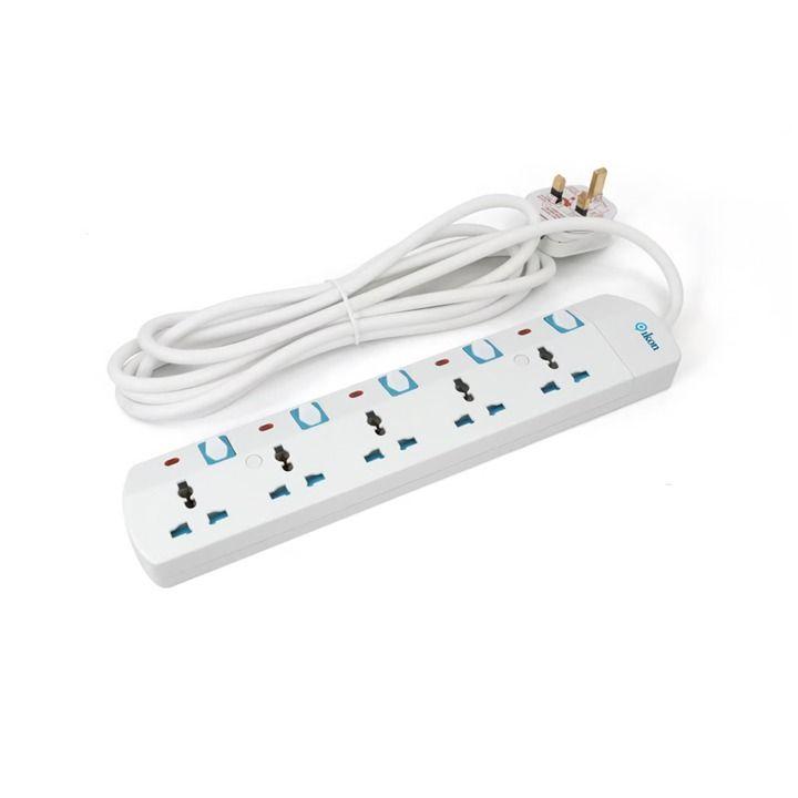Ikon 5-Way Power Extension Socket with Switch 3M White | IK-405