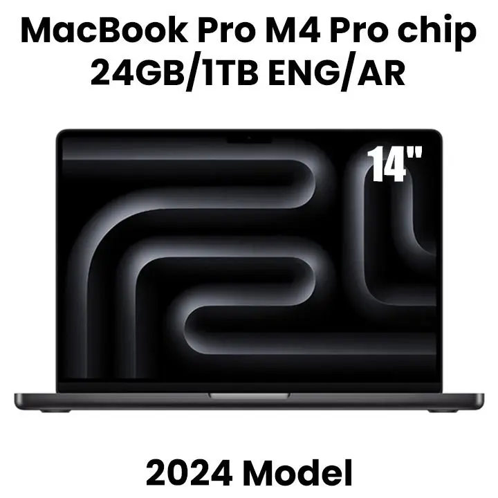 Apple 14-inch MacBook Pro: Apple M4 Pro chip with 14-core CPU and 20-core GPU, 24GB, 1TB SSD - Space Black |MX2J3AB/A
