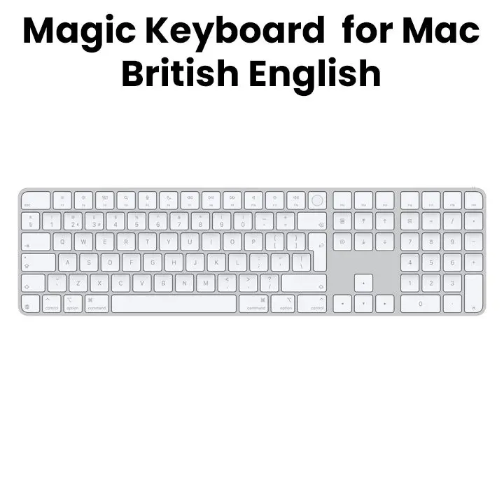 Apple Magic Keyboard with Touch ID and Numeric Keypad for Mac models with Apple silicon - British English - White Keys |MXK73B/A