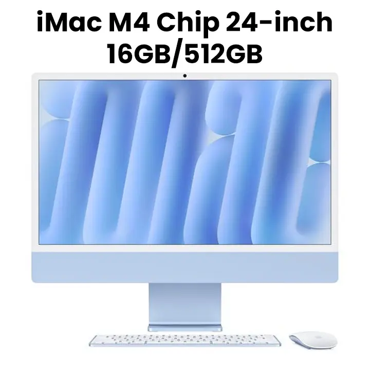 Apple 24-inch iMac with Retina 4.5K display: Apple M4 chip with 10-core CPU and 10-core GPU, 16GB, 512GB SSD - Blue |MWV33AB/A