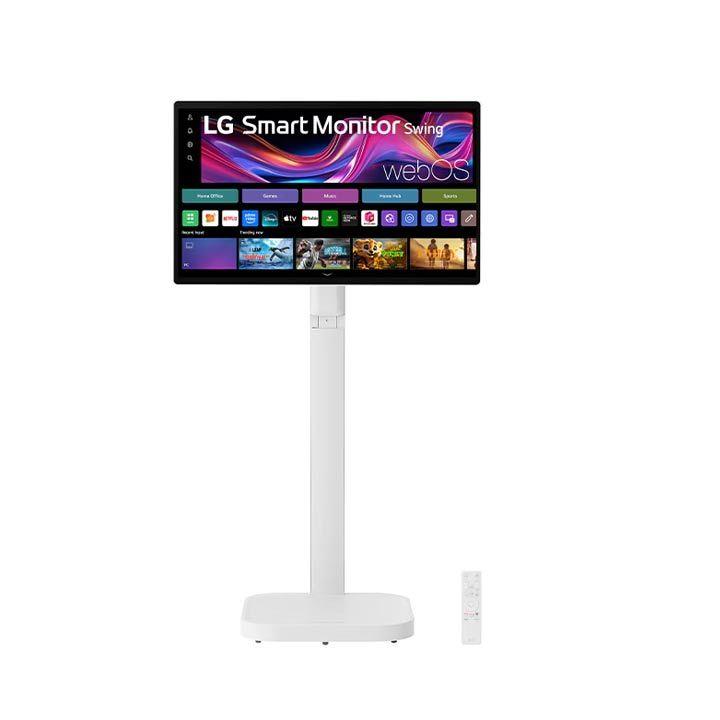 LG 31.5-inch 4K UHD IPS Smart Monitor Swing with touchscreen, featuring a unique movable stand and webOS system | 32U889SA-W