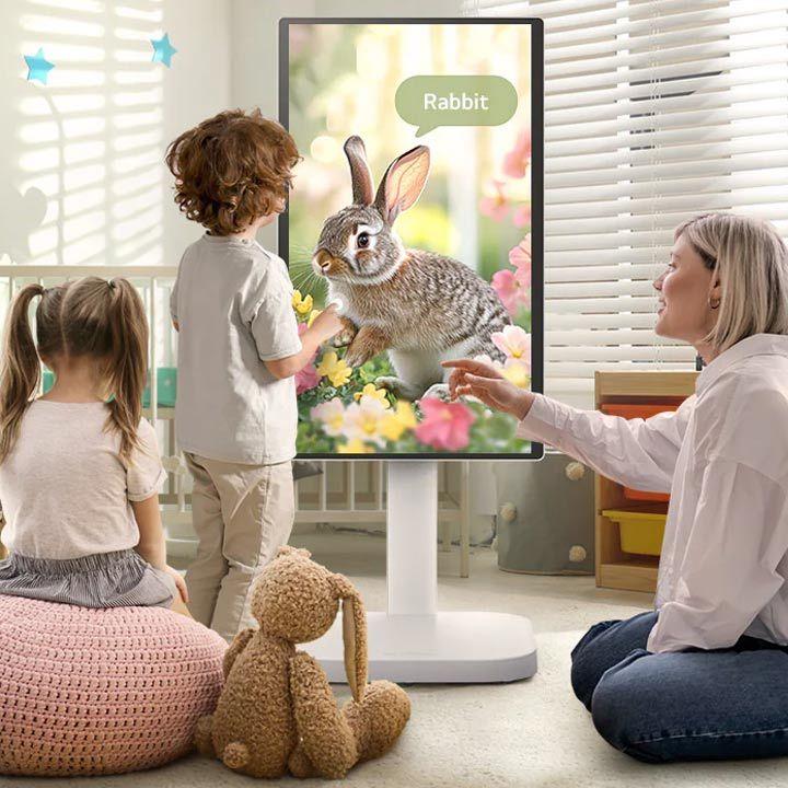 LG 31.5-inch 4K UHD IPS Smart Monitor Swing with touchscreen, featuring a unique movable stand and webOS system | 32U889SA-W