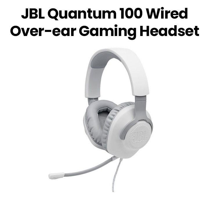 JBL Quantum 100 Wired Over-ear Gaming Headset with a Detachable Mic - White