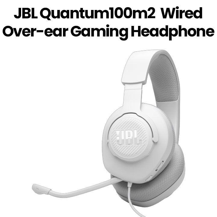 JBL Quantum 100 Wired Over-Ear Gaming Headphones with Detachable Mic - White | QUANTUM100M2