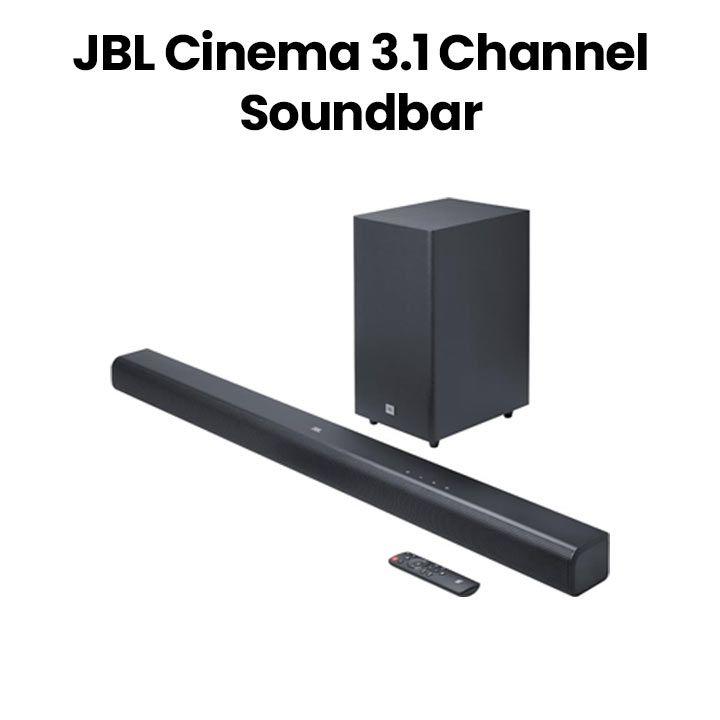 JBL Cinema Black 3.1 Channel Soundbar with Virtual Dolby Atmos® and Wireless Subwoofer Black|JBLSB580BLKUK