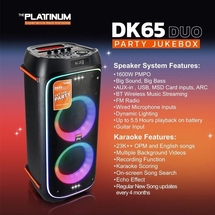 Platinum DK65 Duo Built-In Karaoke Party Jukebox Speaker