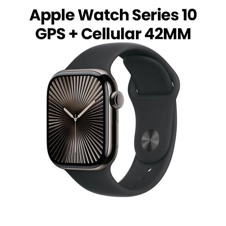 Apple Watch Series 10 GPS + Cellular 42mm Slate Titanium Case with Black Sport Band - M/L | MWXH3QA/A