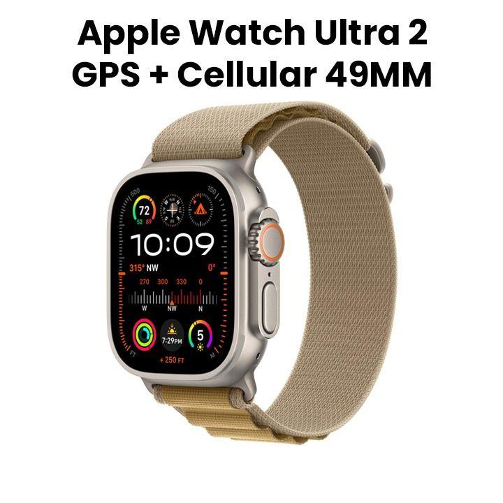 Apple Watch Ultra 2 GPS + Cellular 49mm Natural Titanium Case with Tan Alpine Loop - Small | MX4E3QA/A