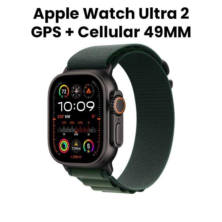 Apple Watch Ultra 2 GPS + Cellular 49mm Black Titanium Case with Dark Green Alpine Loop S | MX4Q3QA/A