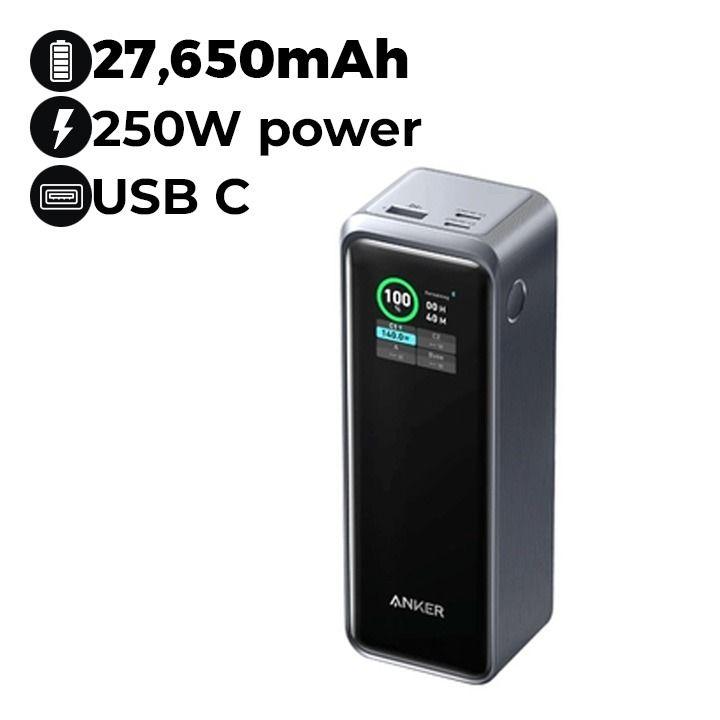 Anker Prime Power Bank 27,650mAh, 250W - Black | A1340011