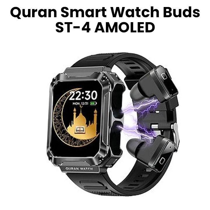 Hainoteko Smart Watch with Buds - Black | ST4