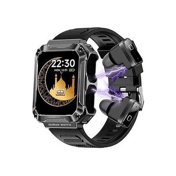 Hainoteko Smart Watch with Buds - Black | ST4