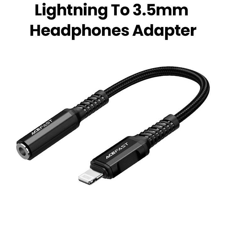 Acefast Lightning to 3.5mm Aluminum Alloy Headphones Adapter Cable - Black | C1-05