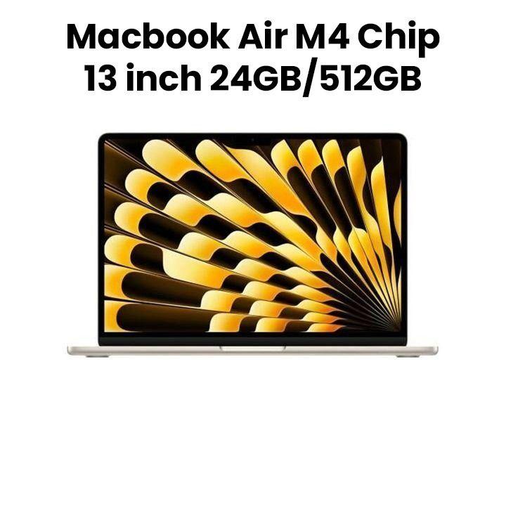 Apple MacBook Air 13-inch Apple M4 Chip with 10-Core CPU and 10-Core GPU 24GB 512GB SSD - Starlight |MC6A4AB/A
