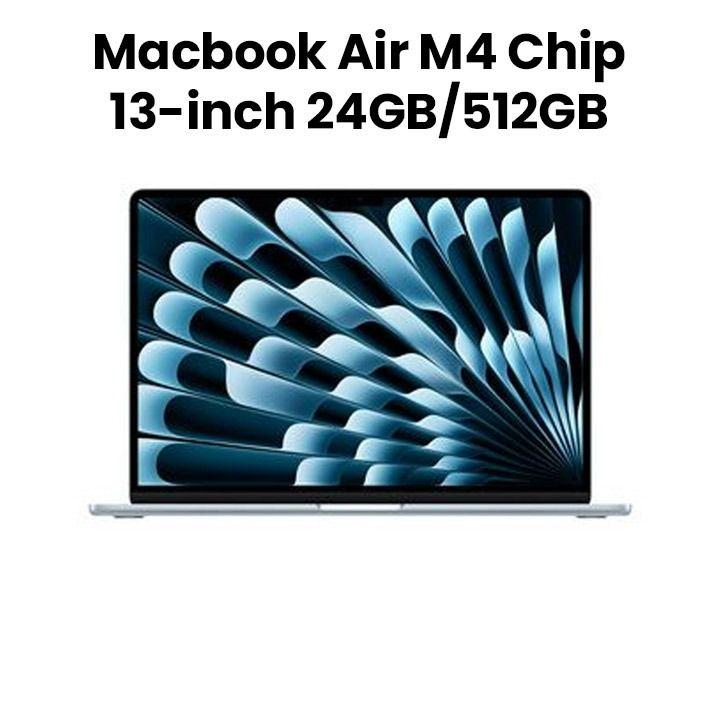 Apple MacBook Air 13-inch M4 Chip 10-Core CPU 10-Core GPU 24GB RAM 512GB SSD - Sky Blue |MC6V4ZS/A