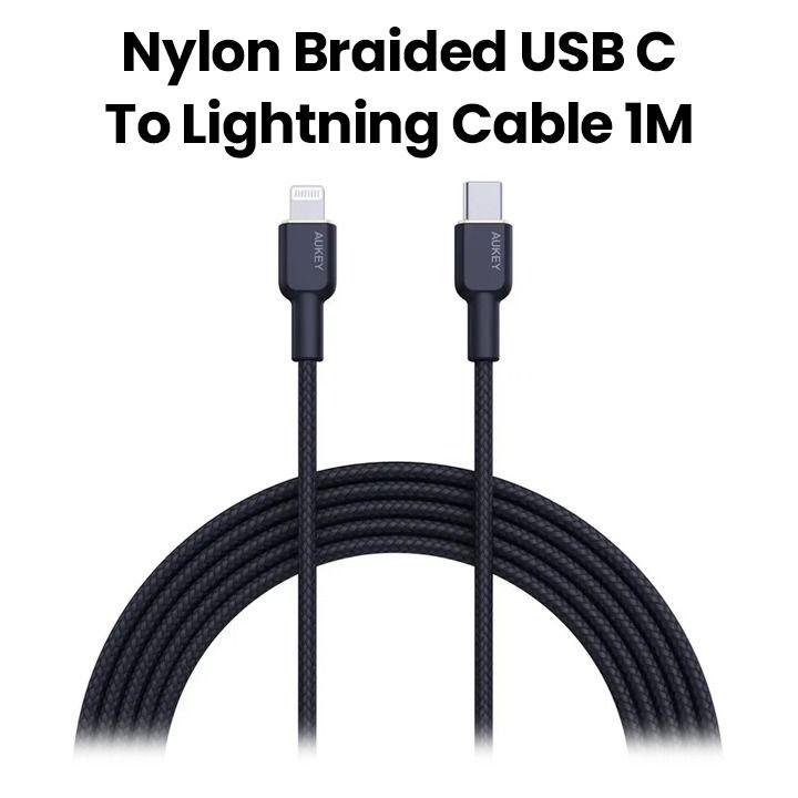 Buy Aukey 1M Nylon Braided USB-C to Lightning Cable Black |CB