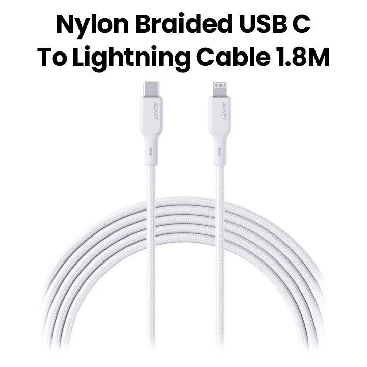 Buy Aukey Nylon Braided USB-C to Lightning Cable White|CB