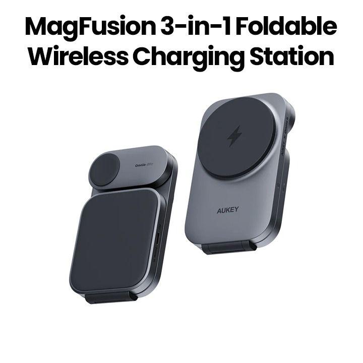 Buy Aukey Foldable 3-in-1 Magnetic Wireless Charger Gray |LC