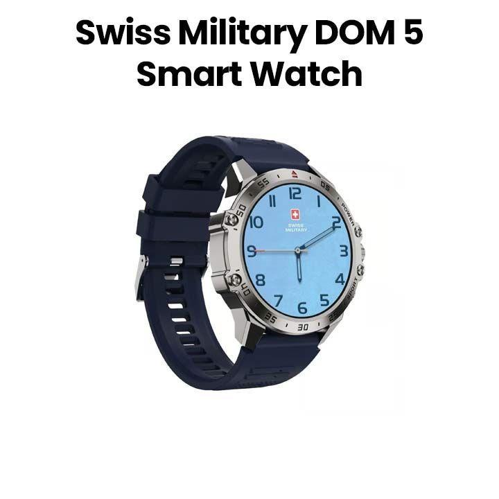 Buy Swiss Military Smart Watch with Silver Frame Dark Blue Silicon