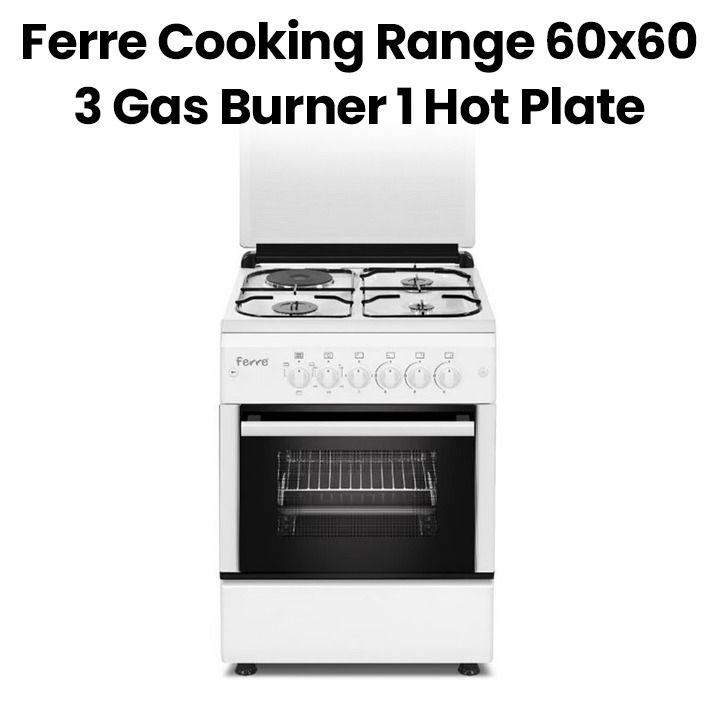 Ferre Gas Burner Cooking Range - 3 Gas Burners, 1 Hot Plate |FR-N60X60 G3+1