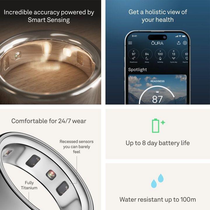 Oura Ring 4 Smart Ring Health & Activity Tracker Size 6 | Silver | JZ90-54217-06