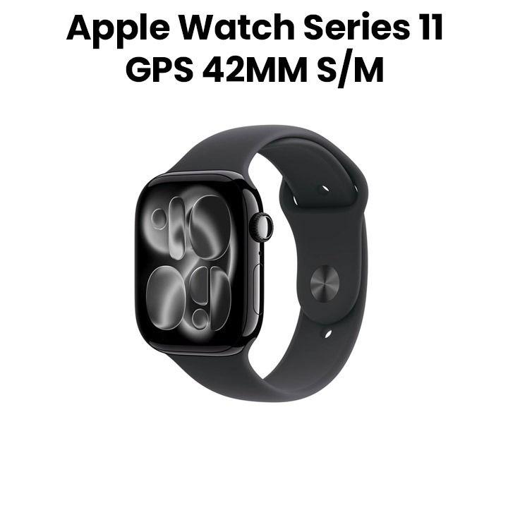 Apple Watch Series 11 GPS 42mm Jet Black Aluminium Case with Black Sport Band S/M | MEQT4AF/A