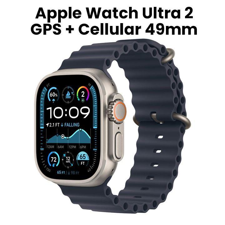 Apple Watch Ultra 2 GPS + Cellular 49mm Natural Titanium Case with Navy Ocean Band | MX4D3QA/A