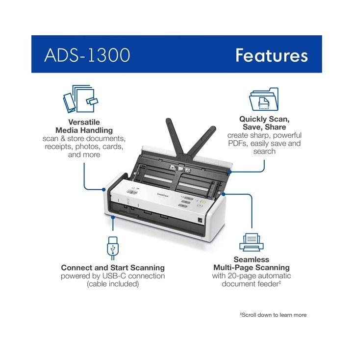 Buy Brother Compact Desktop Scanner For Easy Scanning | ADS-1300 Online ...