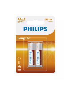 Philips LongLife Zinc Battery AA x 2pcs (R6L2B/97)