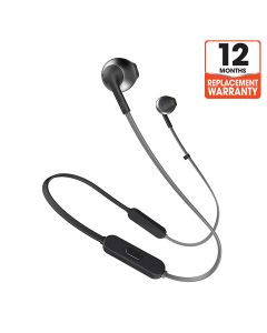 JBL T205BT Pure Bass Wireless Metal Earbud Headphones with Mic - Black
