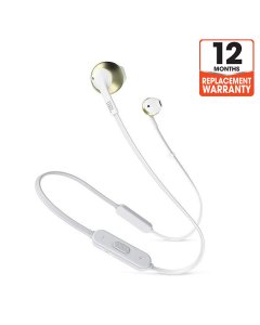 JBL T205BT Pure Bass Wireless Metal Earbud Headphones with Mic - Gold