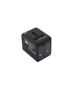 BAYKRON 2.5A Universal World Travel Adapter with dual 2.4A USB charging ports (ITC005) - Black