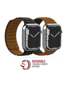 BAYKRON Apple Watch Band 42/44/45mm Premium Silicone Magnetic Soft Touch(BKR-ST-45-BLK.BRN) - Black/Brown